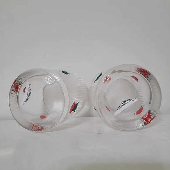 2 Strawberry Icon Patterned Textured Glass Tumblers Juice Glasses - Picture 3 of 6